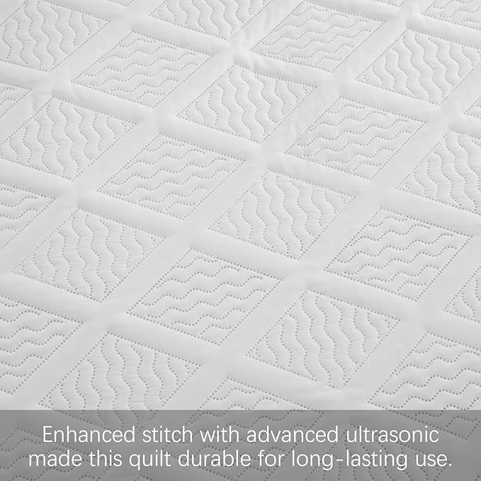Yiran White Quilt Set King Size Fall Bedspreads Embossed Diamond Pattern 3 - Image 5