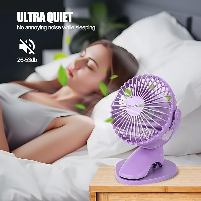 Portable Clip Fan Battery Operated, 3 Speeds USB Rechargeable Mini Table Fan - Image 5