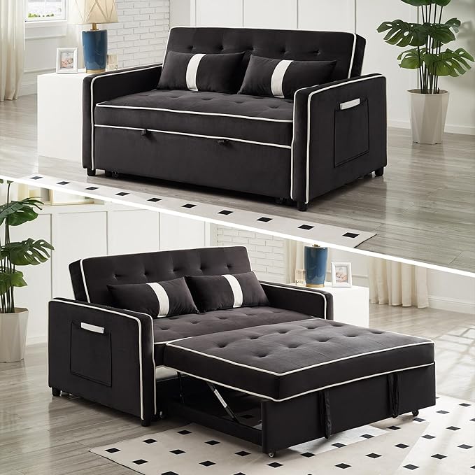Convertible Sofa Bed, 3-in-1 Loveseat Futon Sofa Bed by Unknown