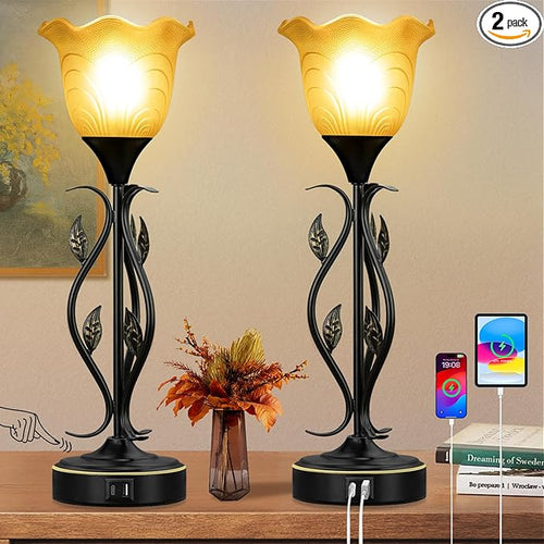 20" Table Lamps for Living Room – Set of 2 Touch Bedside Lamps by Basdien