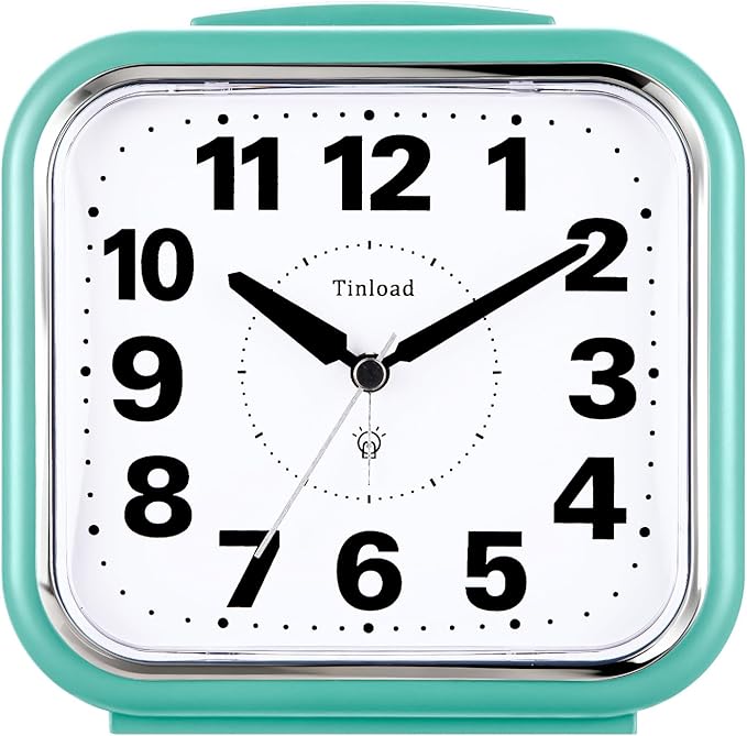 5.5" Large No Ticking Analog Alarm Clock, Silent Readable by Tinload