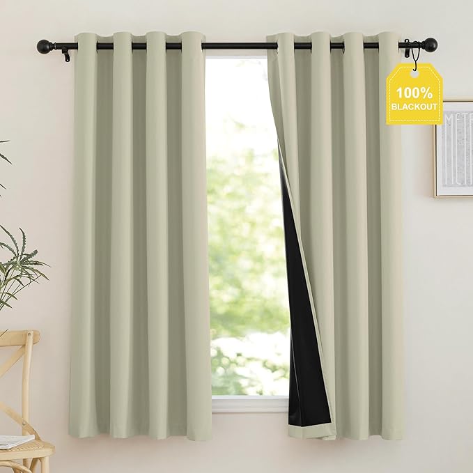 NICETOWN 100% Blackout Portable Curtains, Grommet Total Privacy Window by NICETOWN