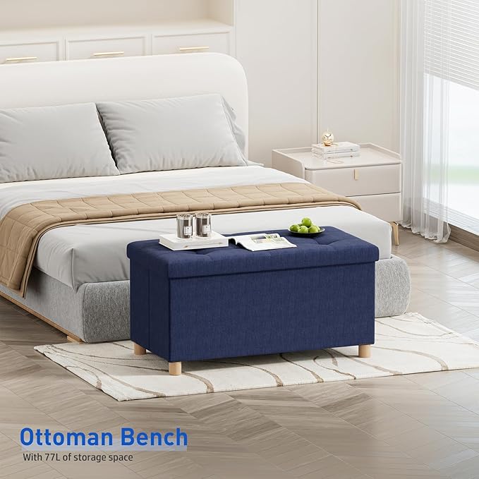 BRIAN & DANY 30 Inches Folding Storage Ottoman Bench, Ottoman - Image 2