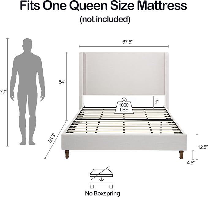 Harper Upholstered Bed with 54" Tall Headboard - Image 2