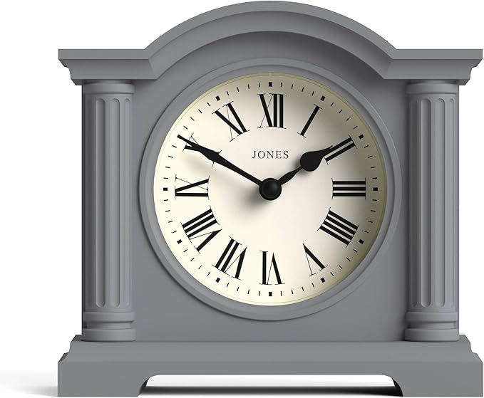 JONES CLOCKS® Kensington Mantel Clock | Classic Arch top Clock | Gray | Stylish by JONESCLOCKS