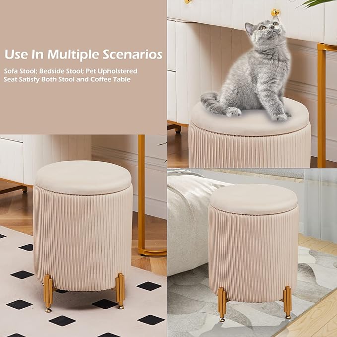 Mxfurhawa Round Ottoman Foot Stool - Image 5