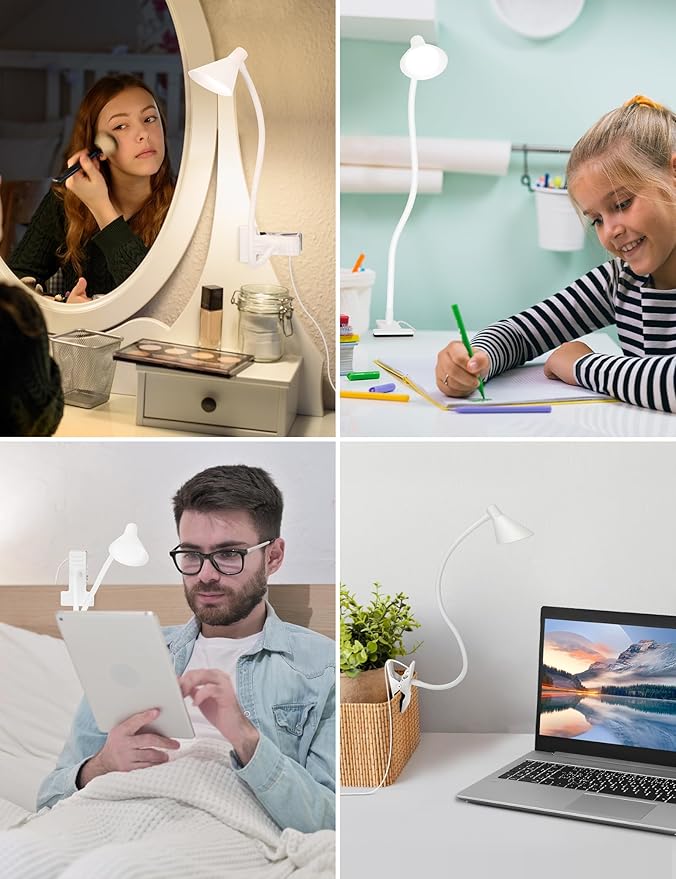 Desk Lamp Clip on Light USB Reading Light 3 Color Modes 10 Dimmable Brightness - Image 6