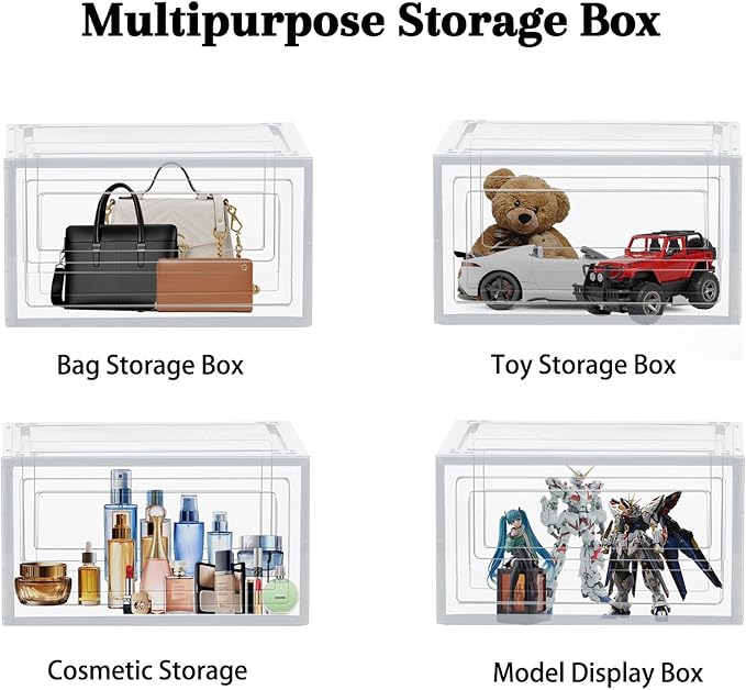 8 Pack Shoes Box Sneaker Display Case Size 13 Plastic Shoe Organizer - Image 3