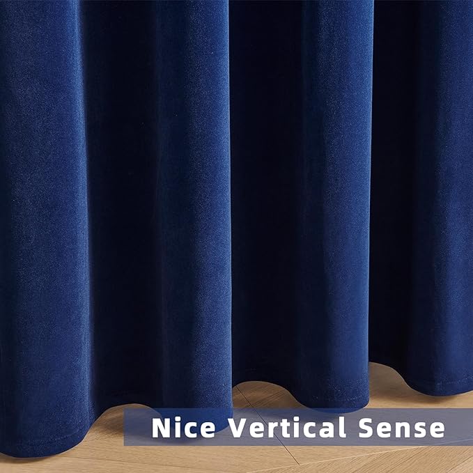 Joydeco Royal Blue Velvet Curtains 90 inch Curtains, Luxury Grommet Blackout - Image 7