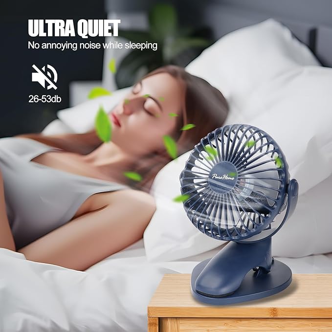 Portable Clip Fan Battery Operated, 3 Speeds USB Rechargeable Mini Table Fan - Image 5