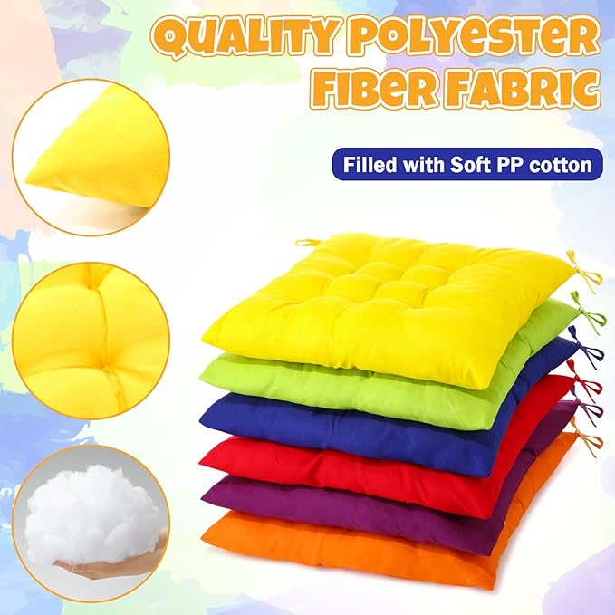 Geetery 12 Pcs Floor Pillows for Classroom Bulk Square Seating Cushions for - Image 2