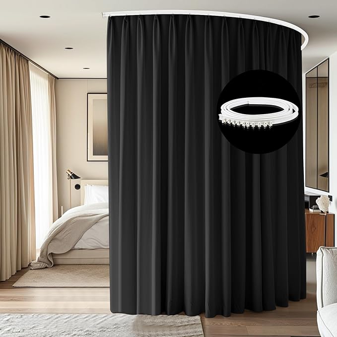 Room Divider Ceiling Mounted Curtains Track Sets Extra Wide Blackout Curtain by CBSROROHome