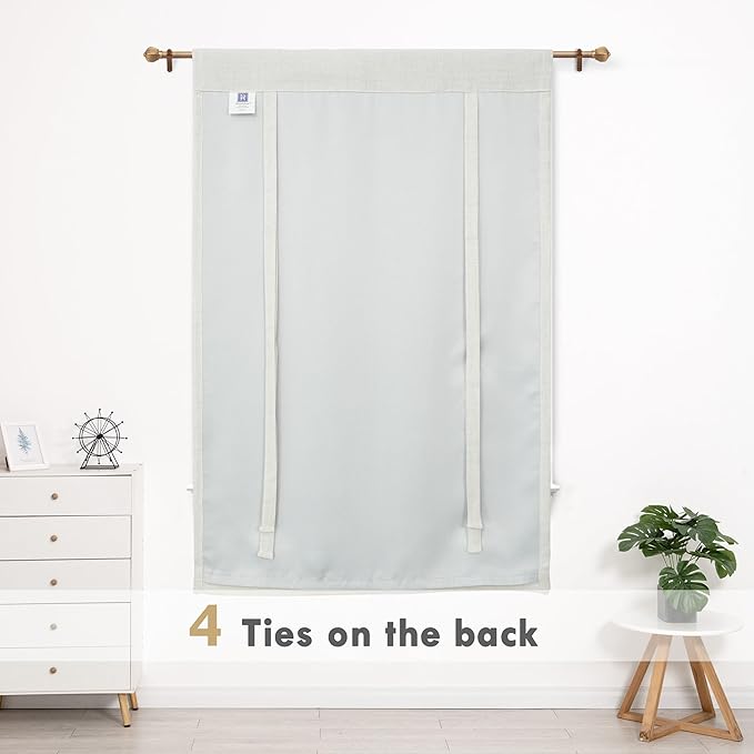 DriftAway Double Layer Linen Blackout Tie Up Curtains Thermal Insulated Fully - Image 6