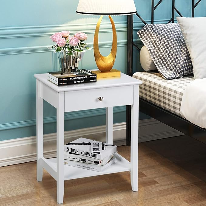 Giantex Nightstand Wooden 2-Tier Couch Sofa Side Table - Image 7