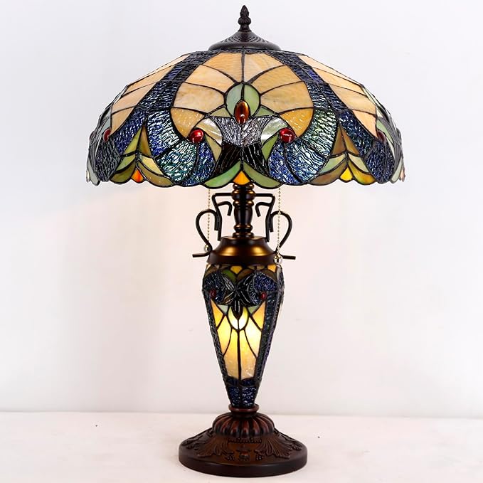 WERFACTORY Tiffany Lamp Yellow Stained Glass Liaison Mather-Daughter Vase Table - Image 4