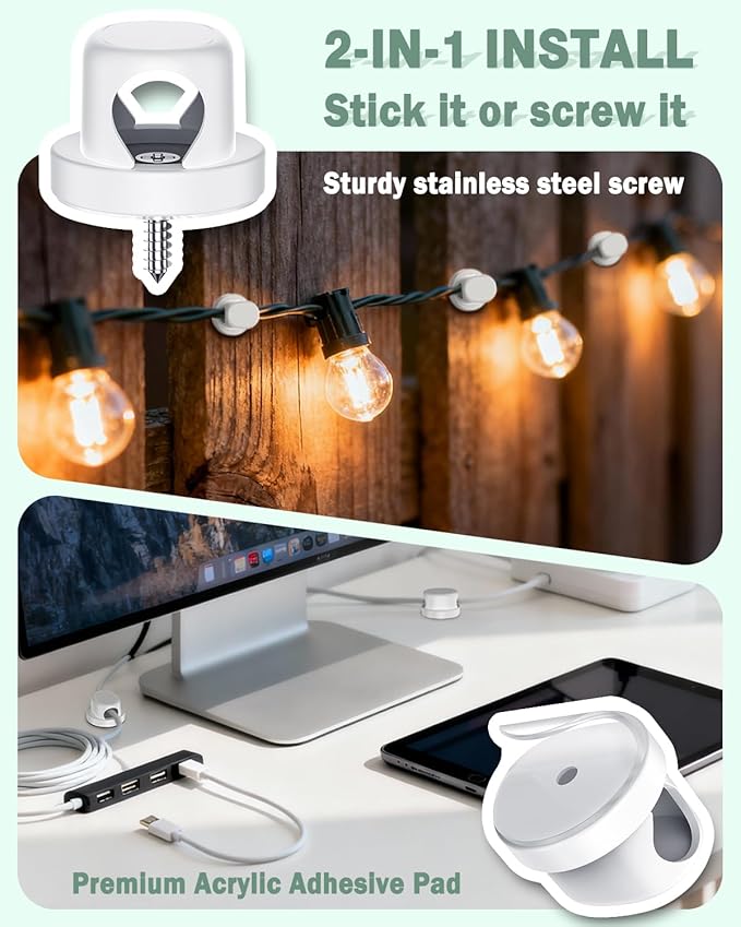 TIKIWIK Rotatable Cord Holder, Snap-Lock Cable Clips, 8 Pack Adhesive Cord - Image 5