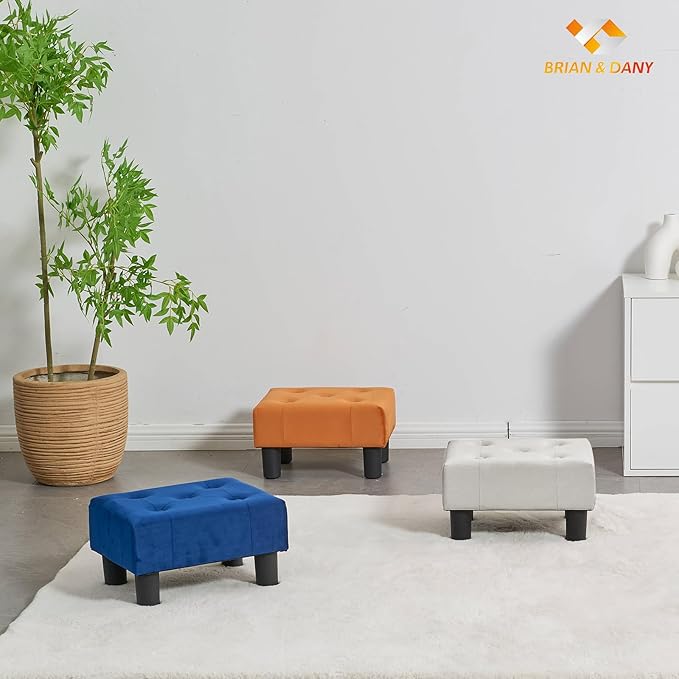 BRIAN & DANY Small Foot Stool, Velvet Foot Stools - Image 7