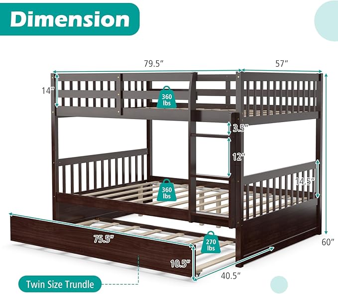 Giantex Full Over Full Bunk Bed - Image 2