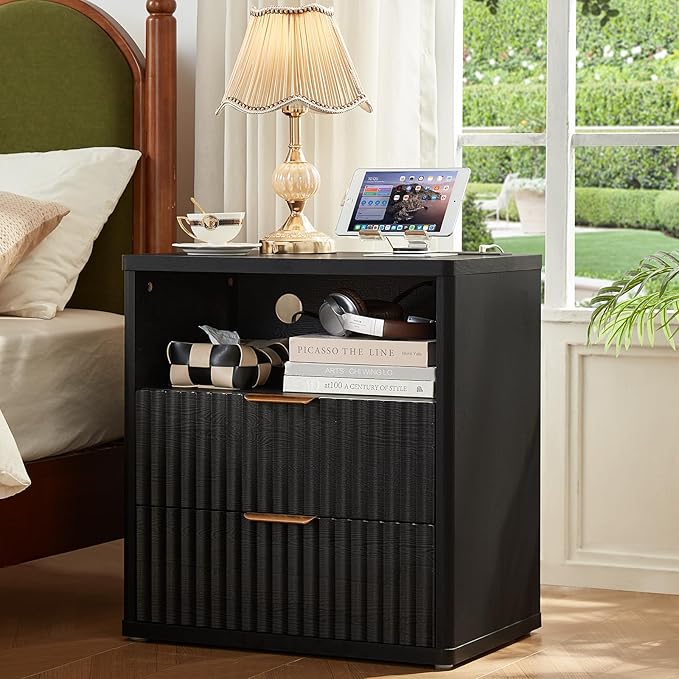 LEYAOYAO 48" Wide Fluted Dresser and 2 Drawers 23" Nightstand Set of 2 - Image 6