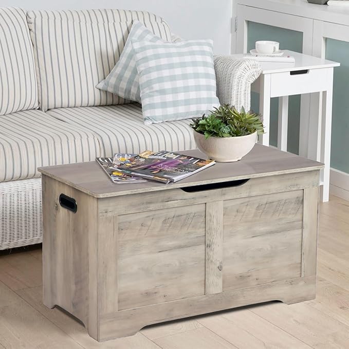 Timberer 31.5" Storage Chest, Wooden Storage Bench, Lift Top Toy Chest - Image 7