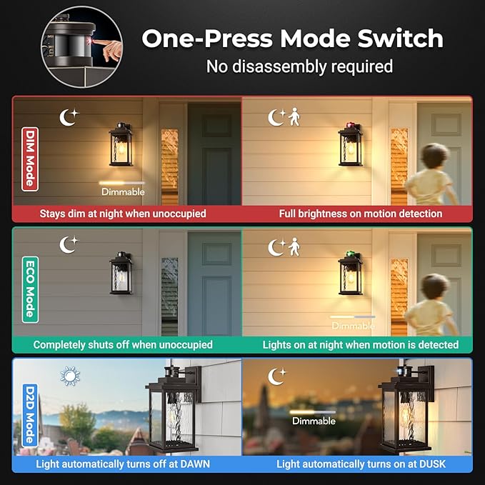 VIANIS Advanced Motion Sensor Light Outdoor, 2 Pack Large Bronze Exterior - Image 2