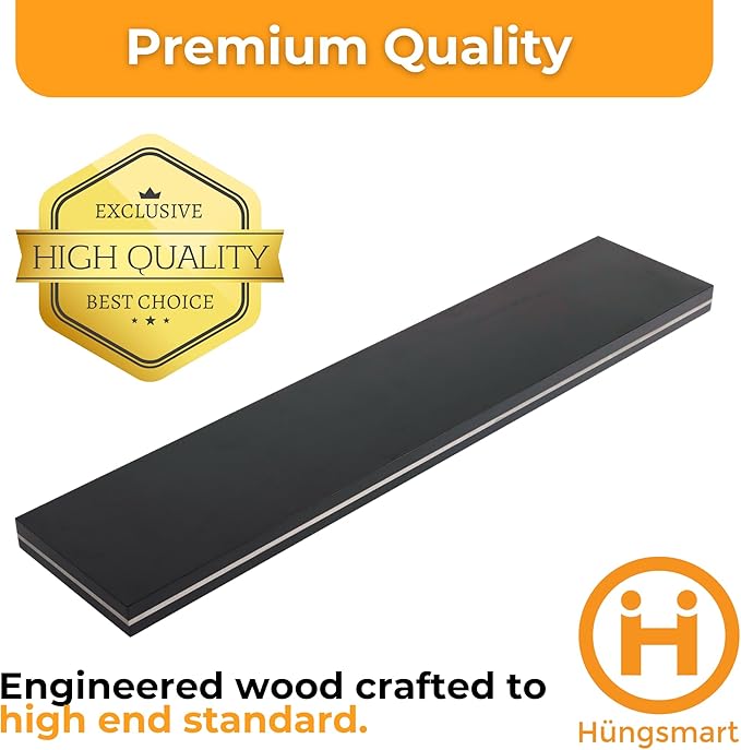 HÜNGSMART 60 Inch Wooden Floating Shelf – Supports 300lbs – 11 13/16 inch Deep - Image 4