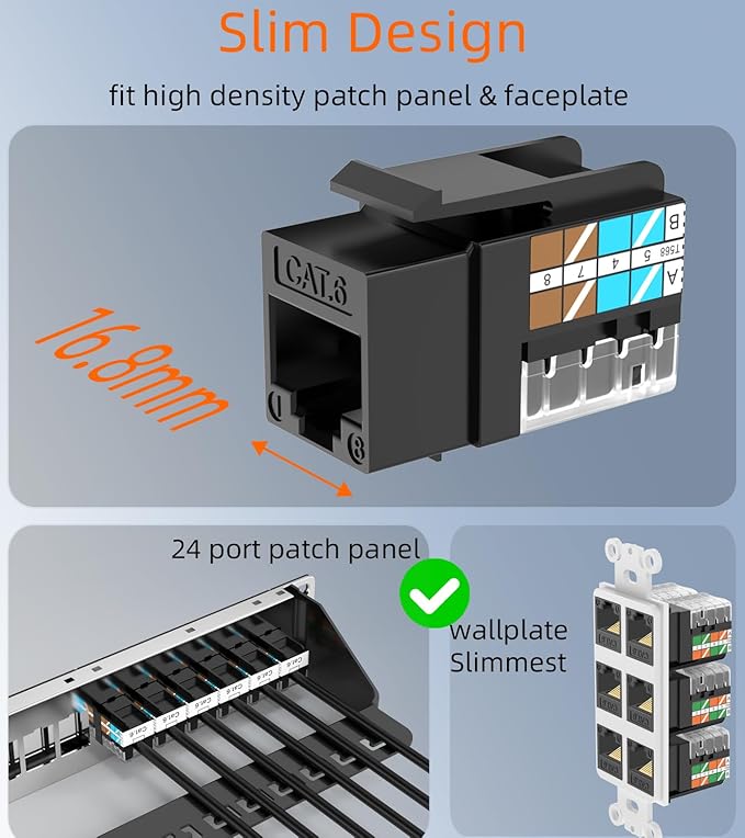 Rapink RJ45 Keystone Jack Cat6 10G Support, Cat6 Keystone Jacks UTP 50 Pack - Image 2