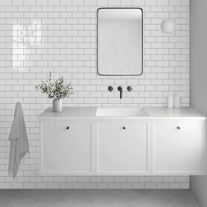 Vamos Tile 100-Piece Glossy Pure White Peel and Stick Backsplash Tile, Stick on - Image 5
