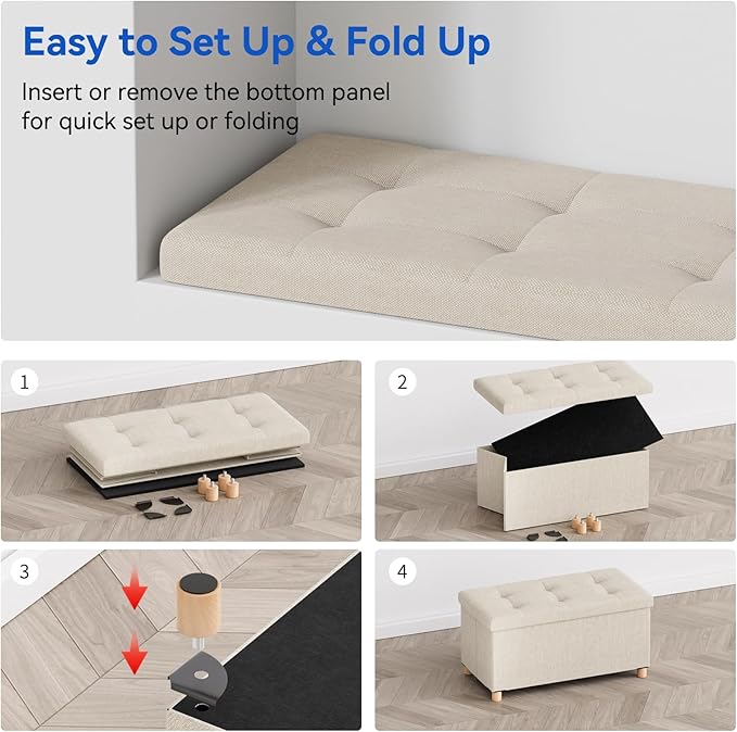 BRIAN & DANY 30 Inches Folding Storage Ottoman Bench, Ottoman - Image 5