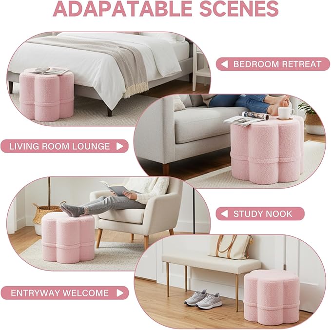 Tiita Floral Pouf Ottoman, Foot Stools Ottoman - Image 4