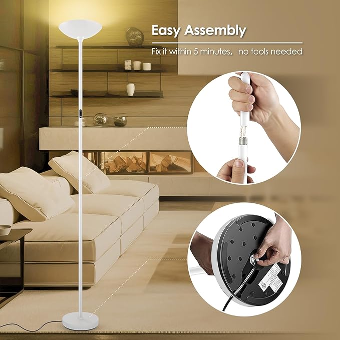Stepless Dimmable Floor Lamp, 30W 3000LM Super Bright LED Torchiere Floor Lamps - Image 7