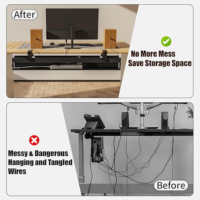 No Drill Under Desk Cable Management Tray, Nonkky Cable Management Under Desk - Image 3
