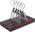 Amber Home Wooden Pants Clip Hangers 10 Pack, Skirt Hangers by AmberHome