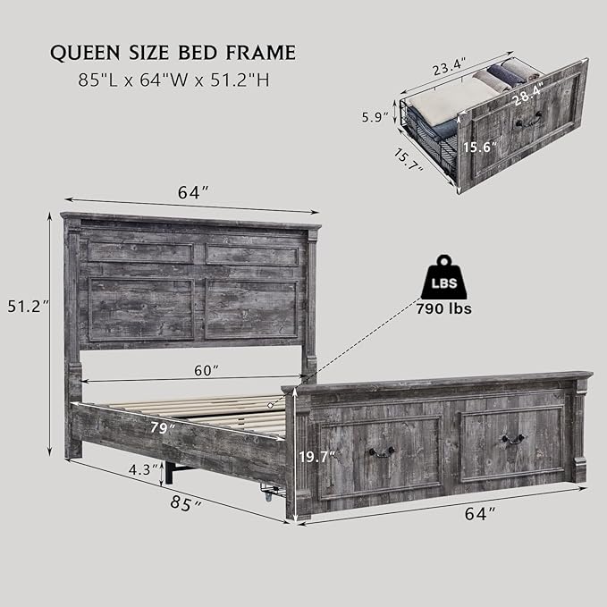 Farmhouse Queen Size Bed Frame - Image 2