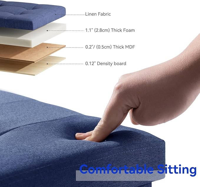 BRIAN & DANY 30 Inches Folding Storage Ottoman Bench, Ottoman - Image 4