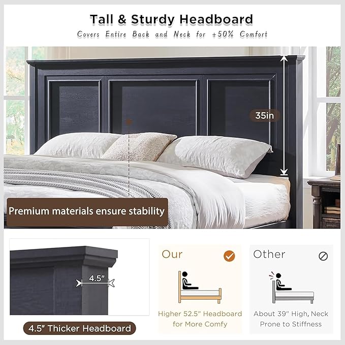 ACCOHOHO Farmhouse King Size Bed Frame - Image 4