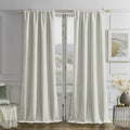 Joydeco Vanilla Grey Velvet Curtains 96 Inches 2 Panels, Luxury Thermal by JOYDECO