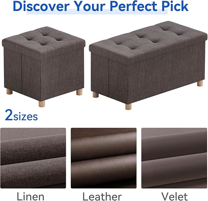 BRIAN & DANY 30 Inches Folding Storage Ottoman Bench, Ottoman - Image 7