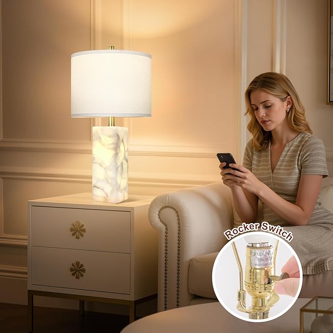 Scenekoy Natural Alabaster Table Lamp Set of 2 - Image 4