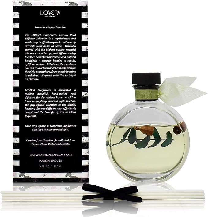 LOVSPA Reed Diffuser Set, Unwind Eucalyptus & Mint Scented Oil Diffuser - Image 2