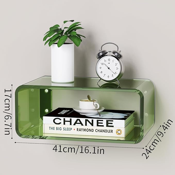 Acrylic Floating Nightstand, Bedside Table, Nightstand Shelf Wall Mounted - Image 3