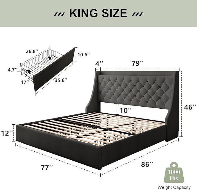 Feonase Upholstered King Size Bed Frame - Image 2