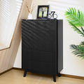 Fluted 5 Drawers Dresser for Bedroom, Curved Profile Design, Wood Drawer by Airynee