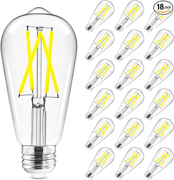 Hizashi Vintage LED Light Bulb Dimmable, 6W Equivalent 60W, E26 Base Led Edison by HIZASHI