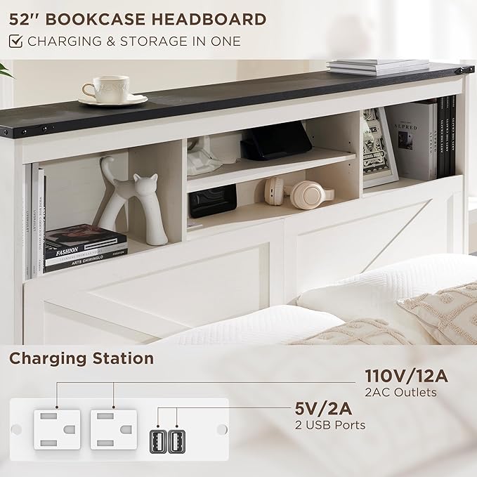ACCOHOHO Full Bed Frame with 52" Tall Headboard and 4 Drawers, LED Light - Image 3
