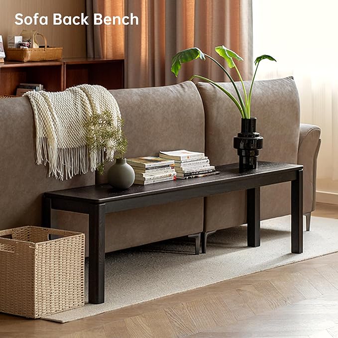 47.2'' 100% Solid Wood Dining Bench, Oak Wood Long Bench - Image 7