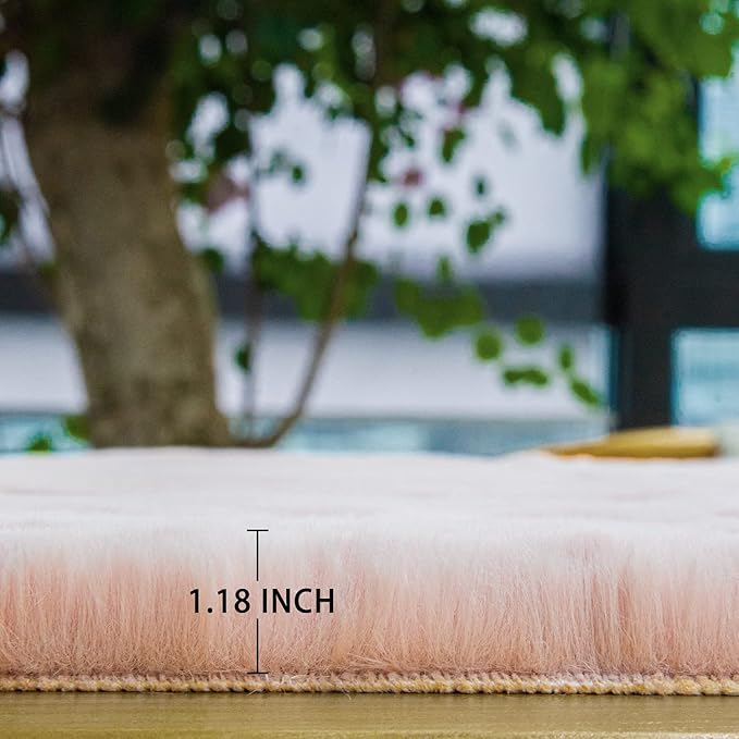 Pink Plush Washable Fluffy Fur Rugs - Image 7