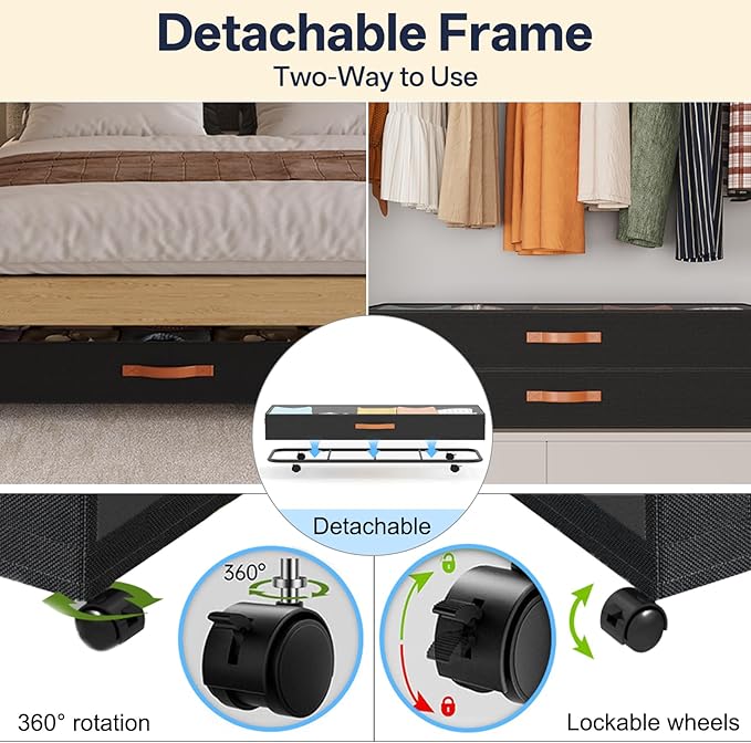 Under Bed Storage with Wheels 39inch, Extra Long Underbed Storage Containers - Image 4