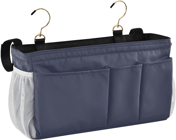 KOPIRIT Navy Grey Bedside Caddy Storage Bag Bedside Organizer by KOPIRIT