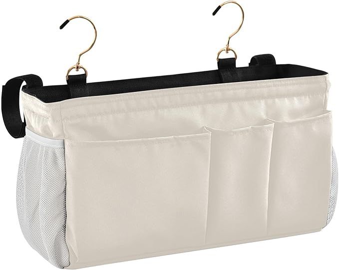 KOPIRIT Beige Bedside Caddy Storage Bag Bedside Organizer by KOPIRIT